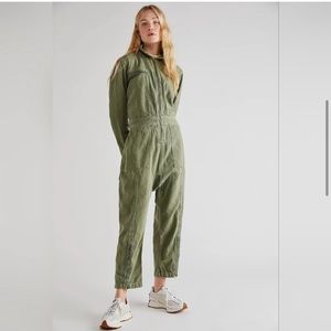 FREE PEOPLE x SANDRINE ROSE Zip California Embroidered Denim Jumpsuit